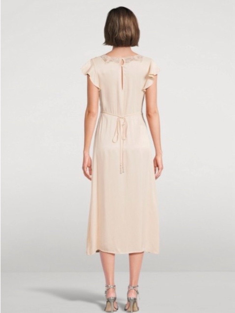 Free People Beaded Lace-Trim Slip Dress in Blush Size Small - Picture 2 of 16